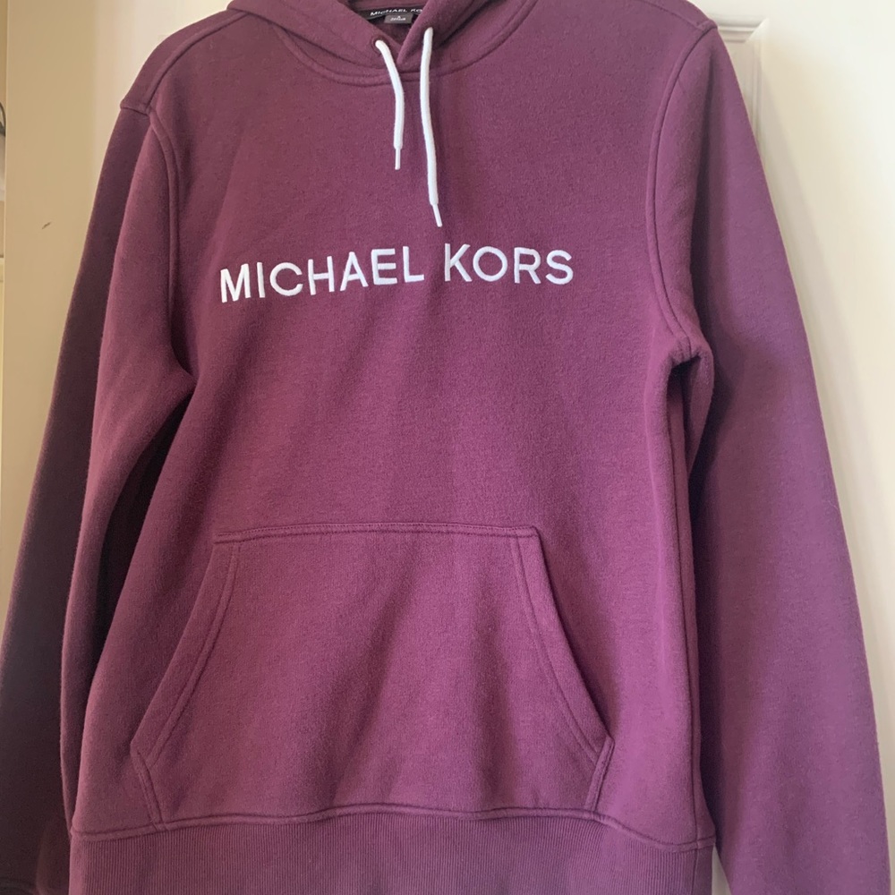 Michael Kors Eggplant/Purple Hooded Sweatshirt with front pocket